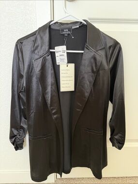 Satin-Look Black Women's Blazer - Small